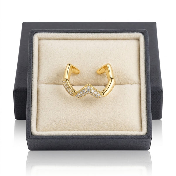 Studded Heart Link Ring