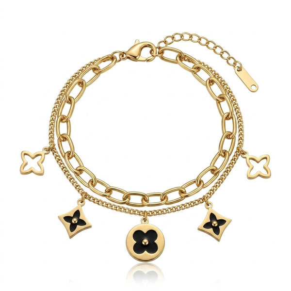 Leaf Charm Dual Link Bracelet