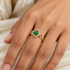 Emerald Halo Heart Link Ring