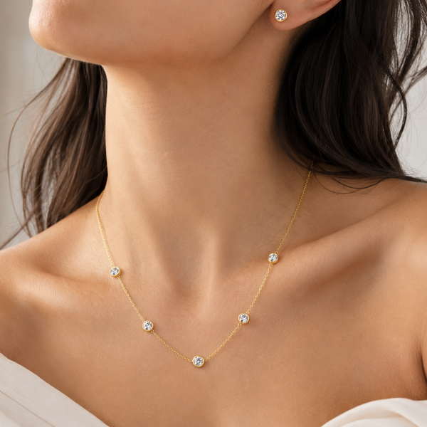 Crystal Charm Necklace with Earrings