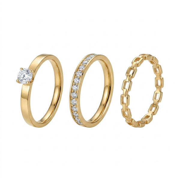 Classic Link Diamond Ring Set