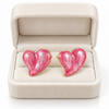 Pink Glazed Heart Earrings