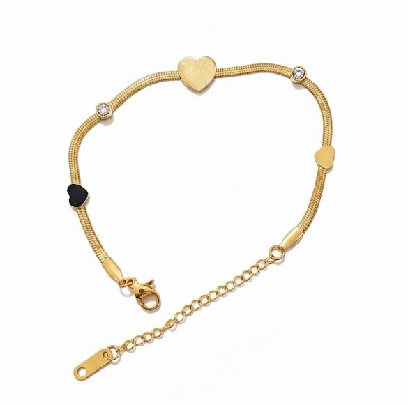 Heart Charm Snake Chain Bracelet
