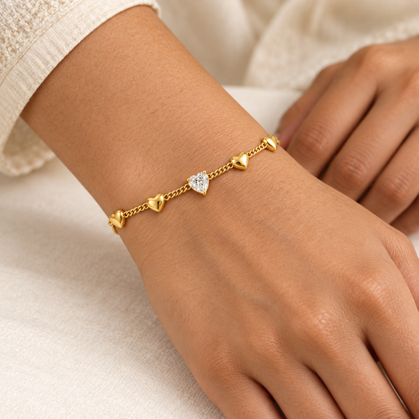 Crystal Gold Heart Bracelet