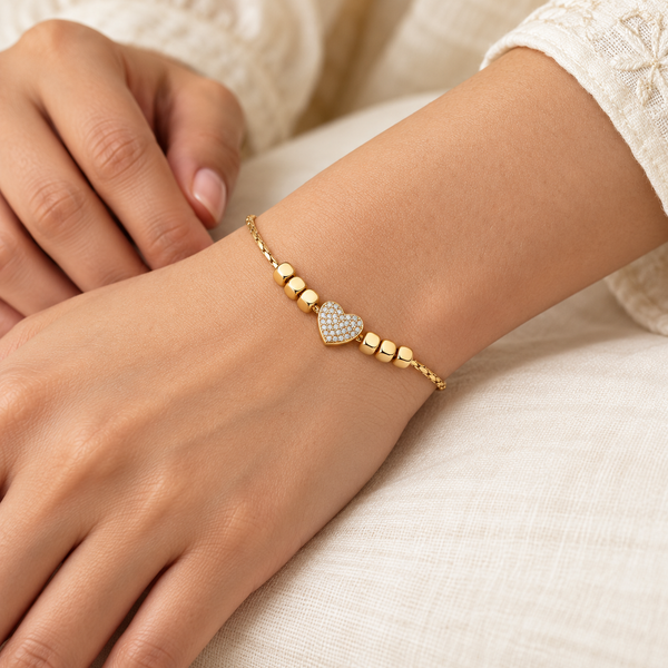 Studded Heart Beads Bracelet
