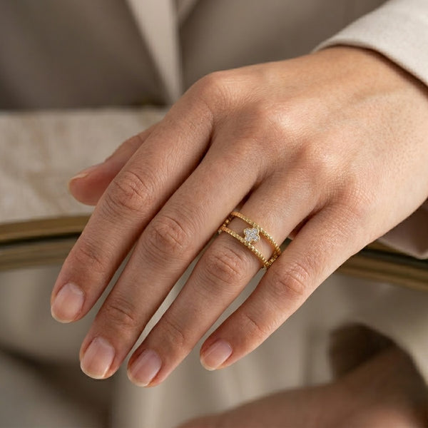 Halo Studded Clove Ring