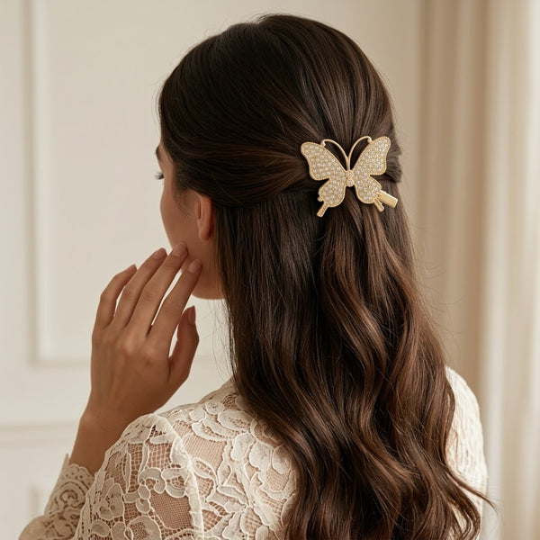 Rhinestone Studded Butterfly Hair Clip hair barrette for women by Fix My Hairs