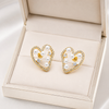 Hollow Pearl Crystal Hear Earring