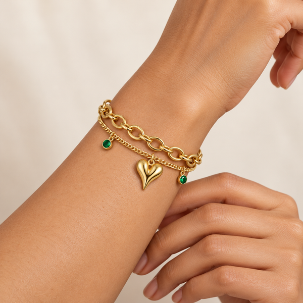 Dual Layer Heart Link Bracelet