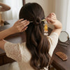 White Pearl Lantern Hair Pin hair clip worn on model – styled for women