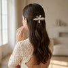 Irri Rhinestone Flower Hair Clip hair barrette worn on model – styled for women