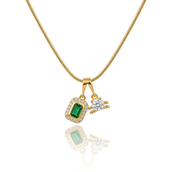 Emerald Solitaire Charm Necklace