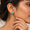 Blue Glazed Heart Earrings