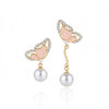 Half Butterfly crystal Pink Earrings