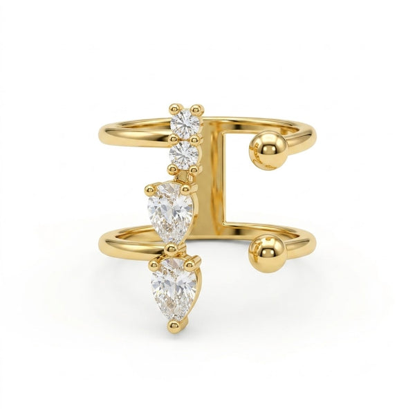 Dual Band Drop Crystal Ring