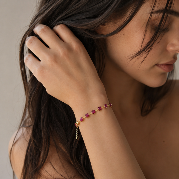 Rose Crystal Cube Bracelet