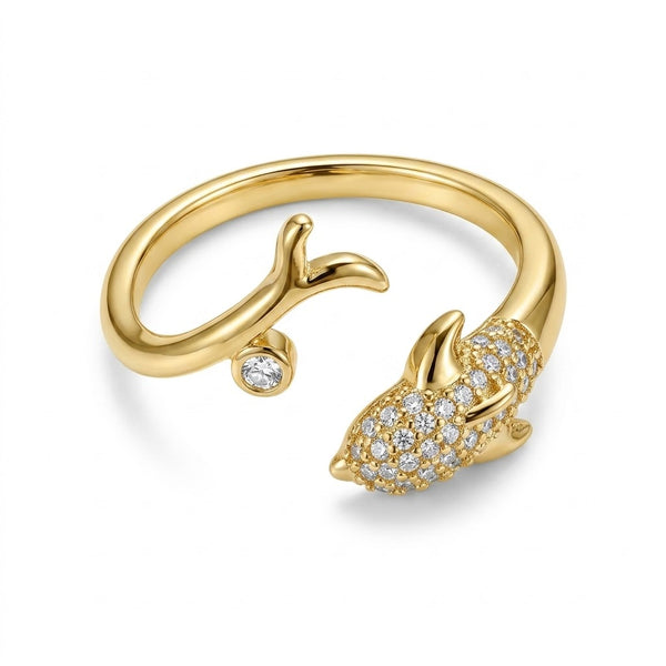 Dainty Crystal Shark Ring