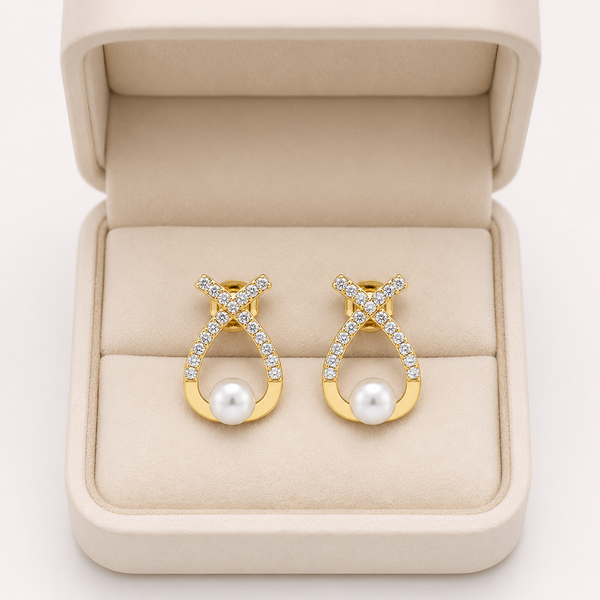 Pearl cross path Earring