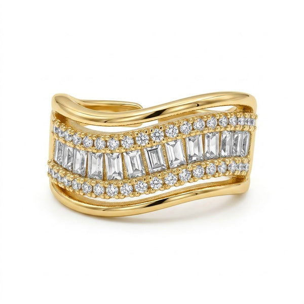 Studded Wave Band Ring