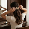 Rhinestone Studded Butterfly Hair Clip hair barrette worn on model – styled for women