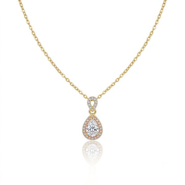 Studded Teardrop Crystal Necklace