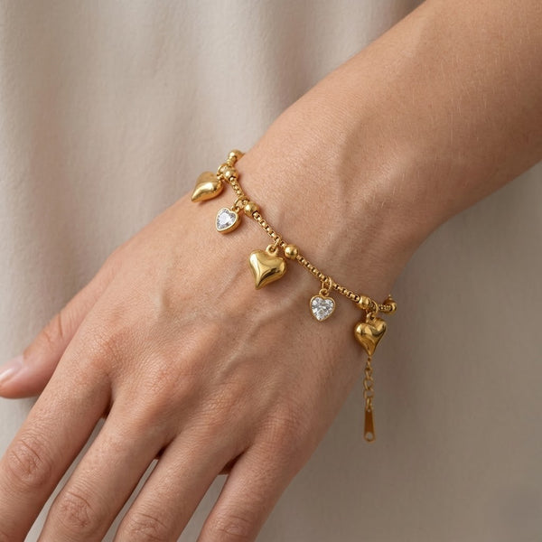 Heart Charm Ball Chain Bracelet