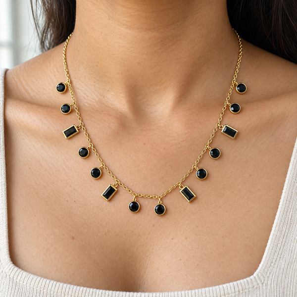Black Rectangle Chime Necklace