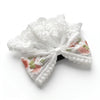 Flower Embroidered White Bow Clip – White hair bow for women by Fix My Hairs