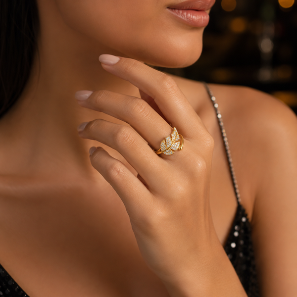 Studded Leaf Ring
