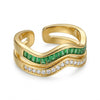 Emerald Stud Wave Ring