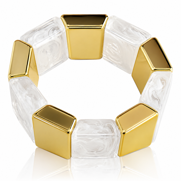 Marbel Pattern Acrylic Bracelet - white