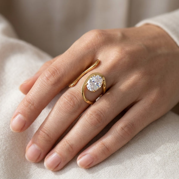Abstract Stone Ring - Adjustable