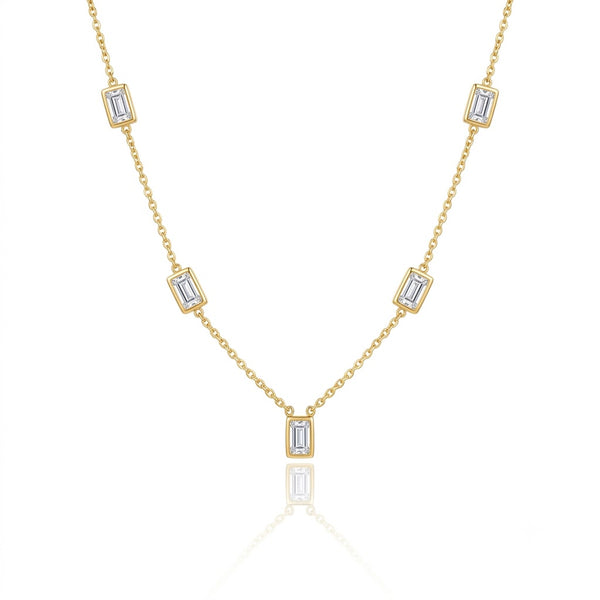 Rectangle Crystal Chain Necklace