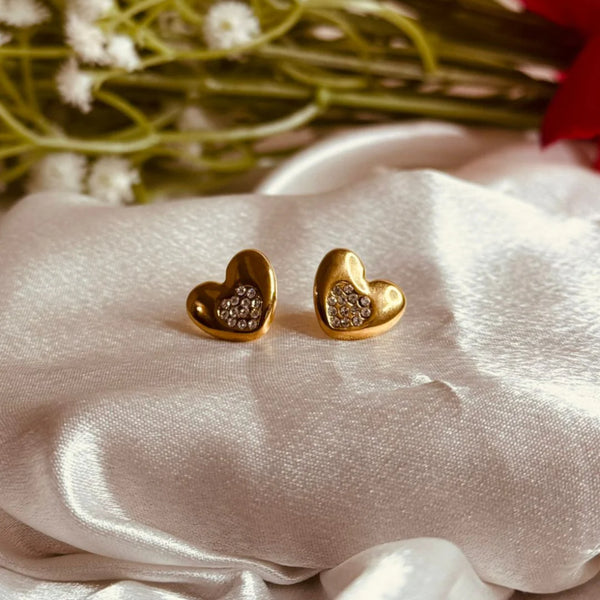 Heart Zircon Stud Earrings