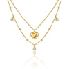 Dual Layer Gold Heart Charm Necklace