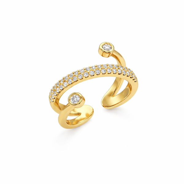 Studded adjustable crossover Ring