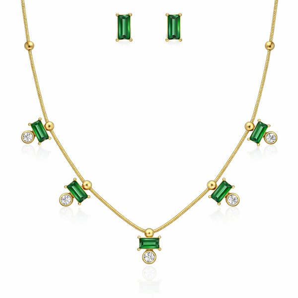 Emerald Ellie Necklace with Earrings