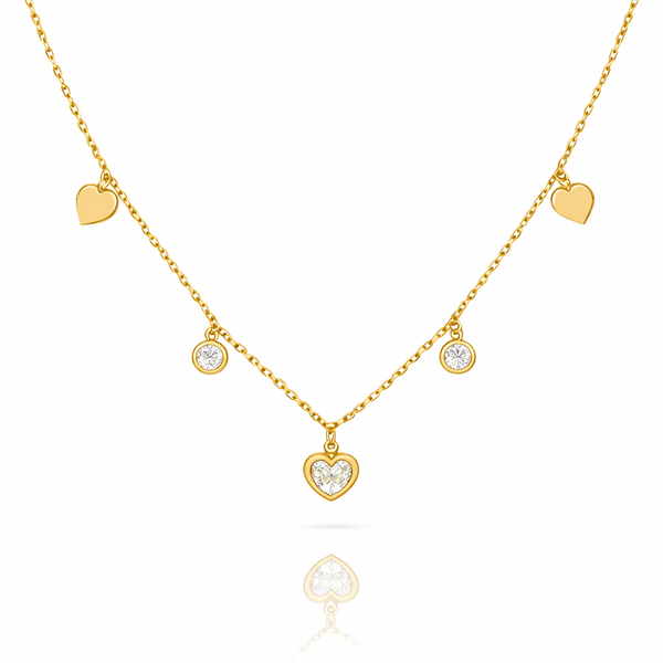Gold Crystal Heart Necklace