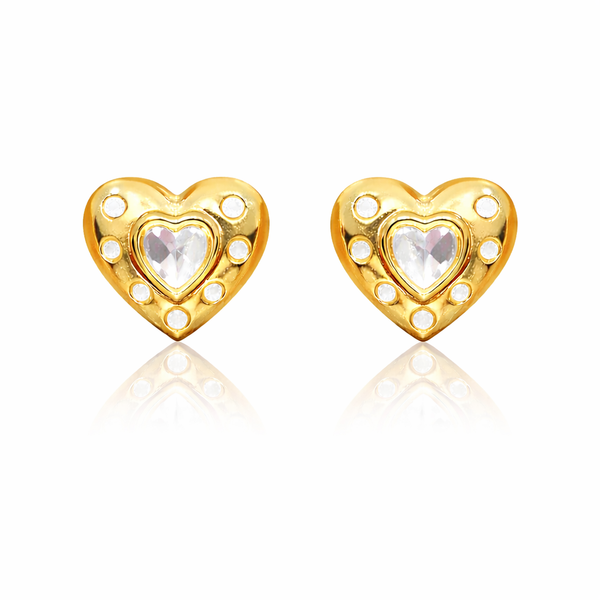 Rhinestone Stud Heart Earrings