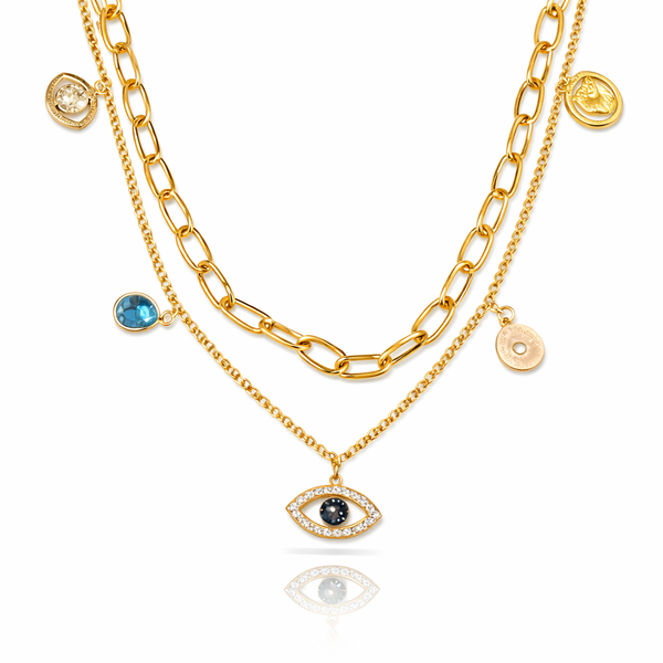 Double Chain Evil Eye Necklace