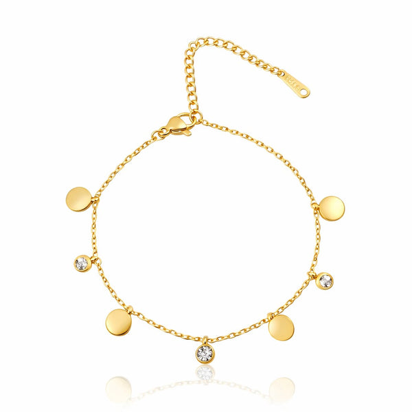 Gold Plate Crystal Charm Bracelet