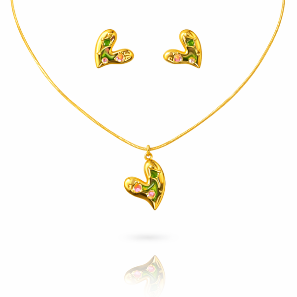 Colour star Heart Necklace with Earrings