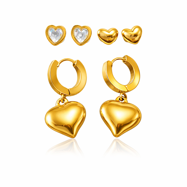 Hearts earrings set