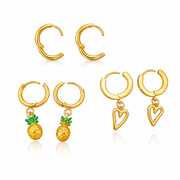 Pineapple Heart Charm Earrings