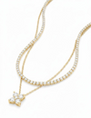 Double layer Crystal chain Bloom Necklace