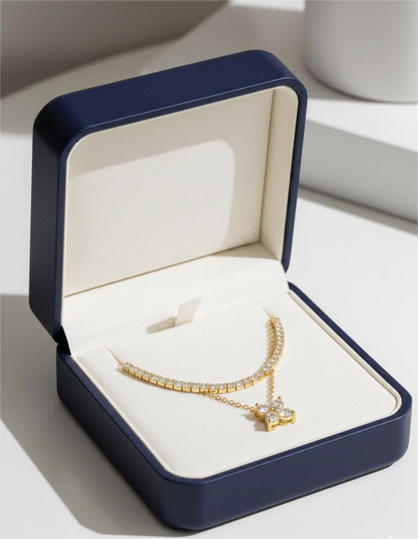 Double layer Crystal chain Bloom Necklace