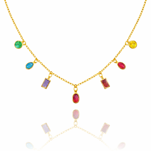 Rainbow Multi Crystal Necklace