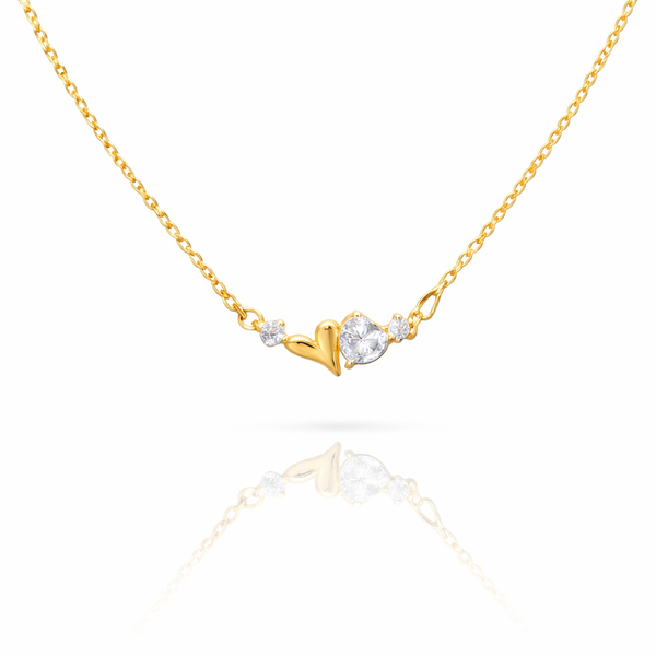Crystal and Gold Heart Necklace
