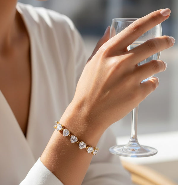 Stone Glass Heart Bracelet