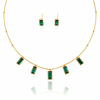 Emerald Long Charm Necklace with Earrings